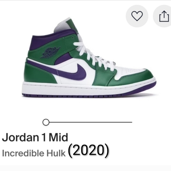 Jordan 1 Mid Rare Incredible Hulk (2020) Mens 8 Womens 9.5 EUC